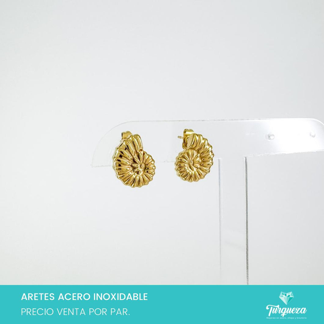 Arete Caracol Dorado 1.5cm Acero Inoxidable