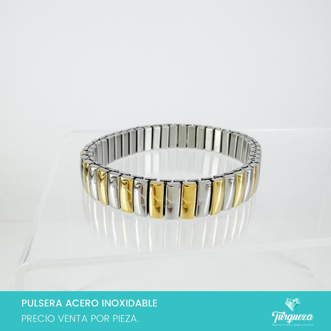 Pulsera Brazalete Armadillo Bitono Acero Inoxidable