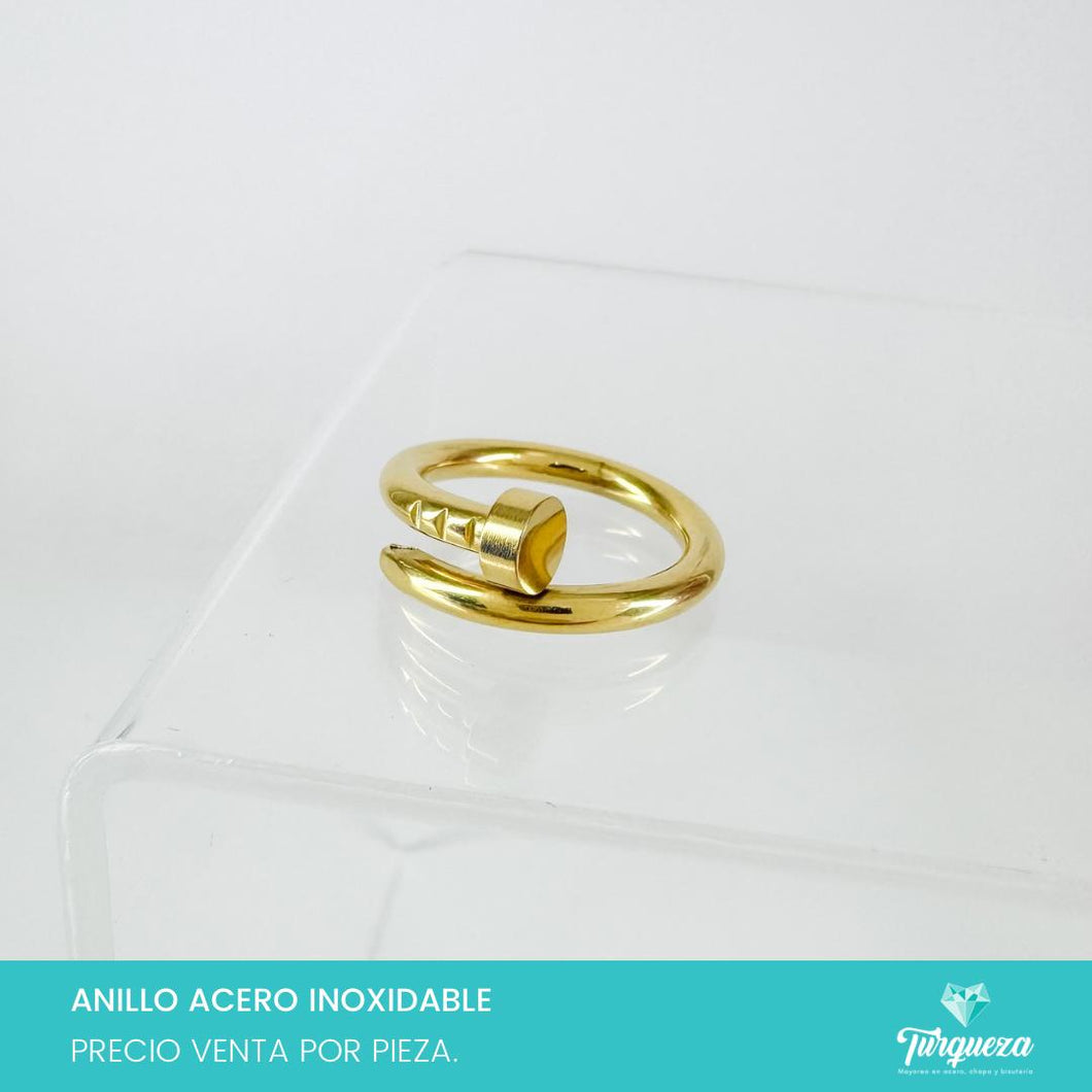 Anillo Clavo Dorado Acero Inoxidable