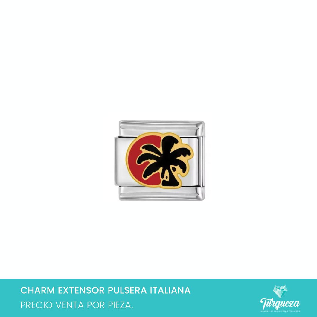 Dije Charm Palmera para Pulsera Tipo Italiana Plateado Acero Inoxidable