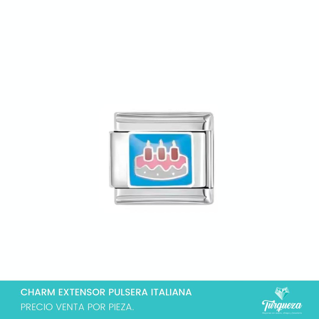 Dije Charm Pastel para Pulsera Tipo Italiana Plateado Acero Inoxidable