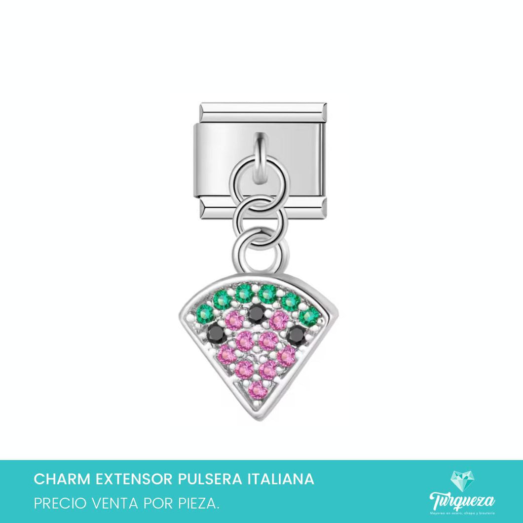 Dije Charm Sandia Colgante para Pulsera Tipo Italiana Plateado Acero Inoxidable