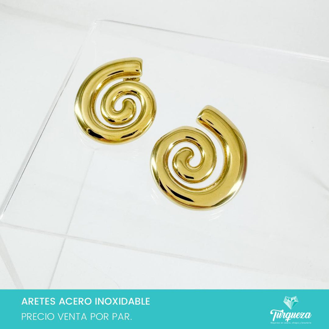 Arete Espiral Dorado 3cm Acero Inoxidable