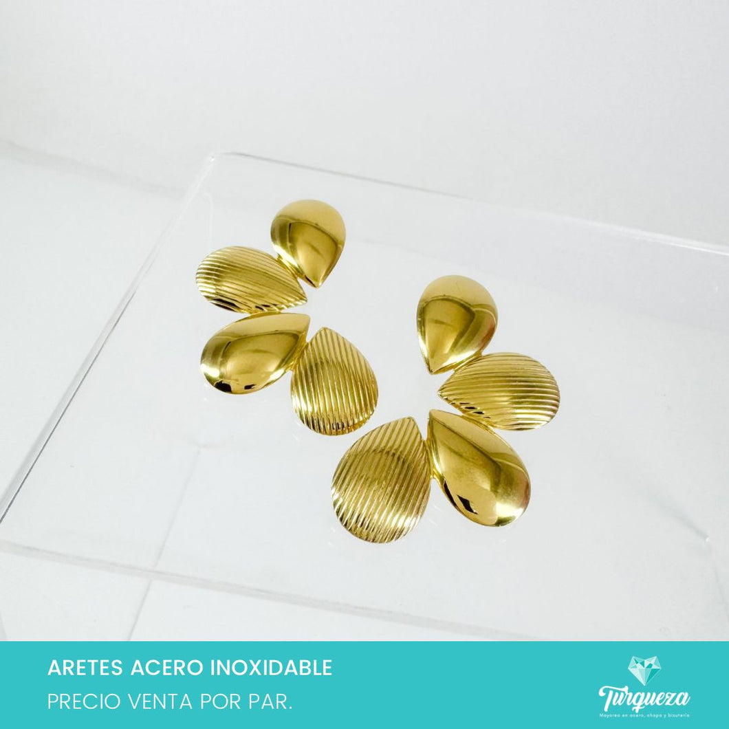 Arete Flor Dorado 4cm Acero Inoxidable