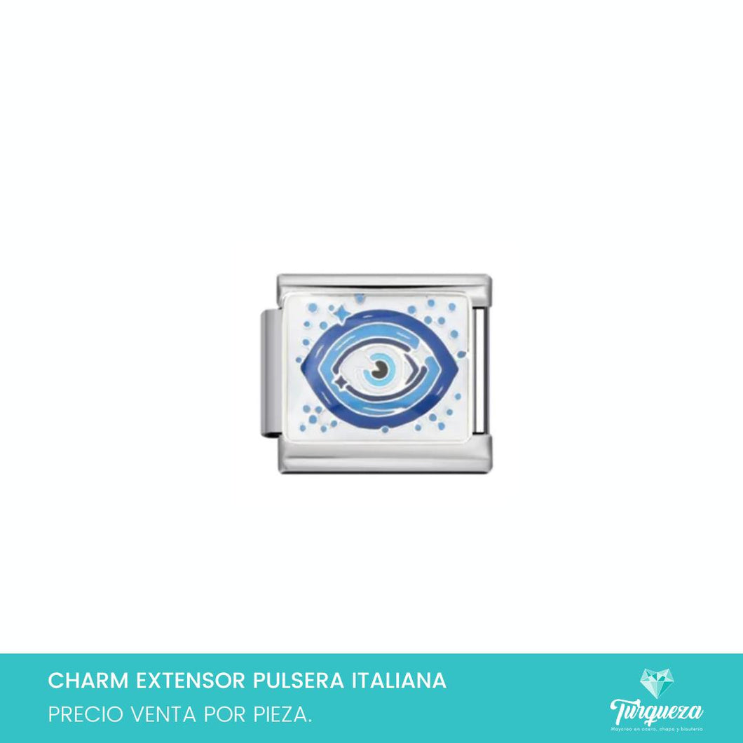 Dije Charm Ojo para Pulsera Tipo Italiana Plateado Acero Inoxidable