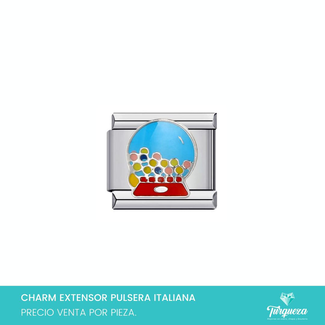 Dije Charm Bola de Chicles para Pulsera Tipo Italiana Plateado Acero Inoxidable