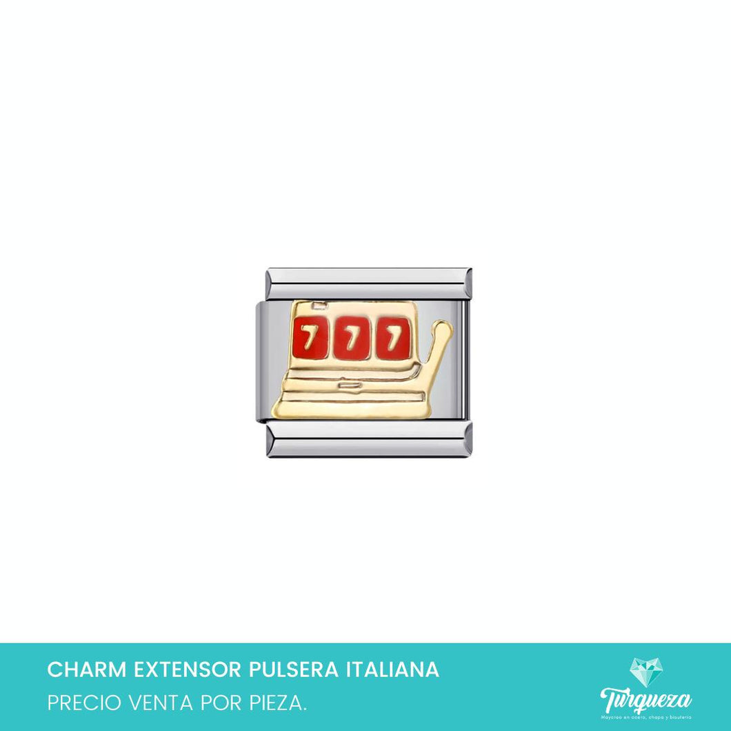 Dije Charm Casino para Pulsera Tipo Italiana Plateado Acero Inoxidable