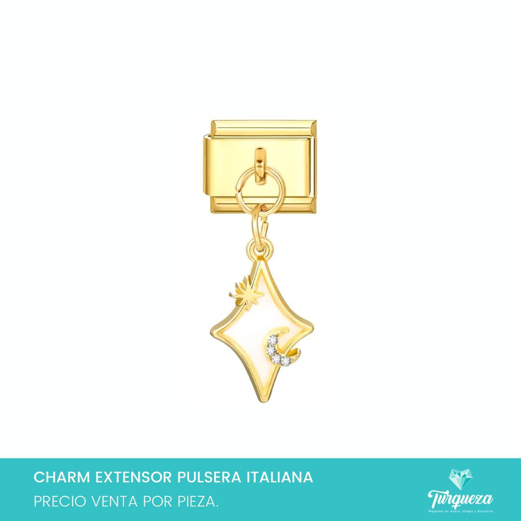 Dije Charm Estrella Colgante para Pulsera Tipo Italiana Dorado Acero Inoxidable