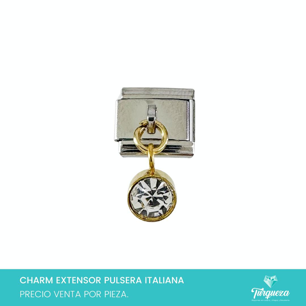 Dije Charm Zirconia Colgante para Pulsera Tipo Italiana Acero Inoxidable