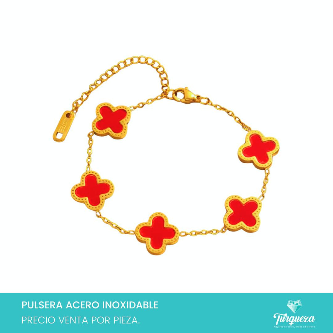 Pulsera Dupe Flor VC Dorada Acero Inoxidable