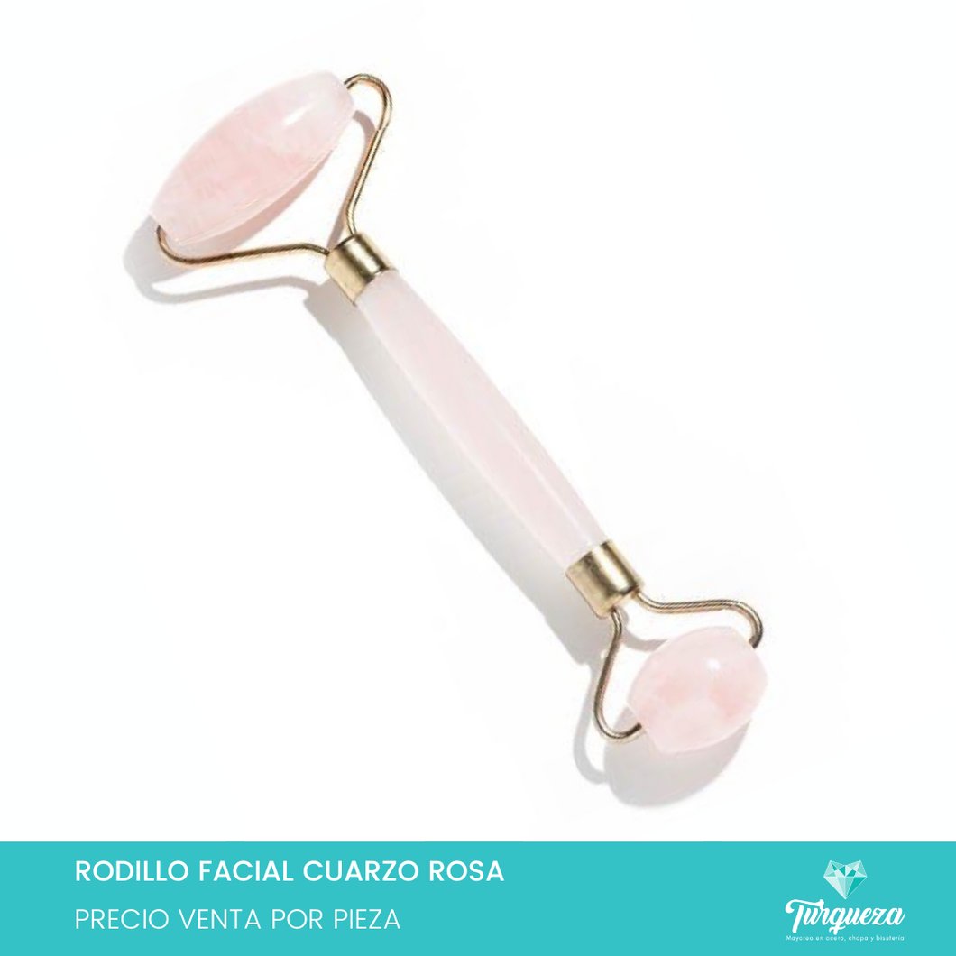 Rodillo Masajeador Facial Cuarzo Rosa