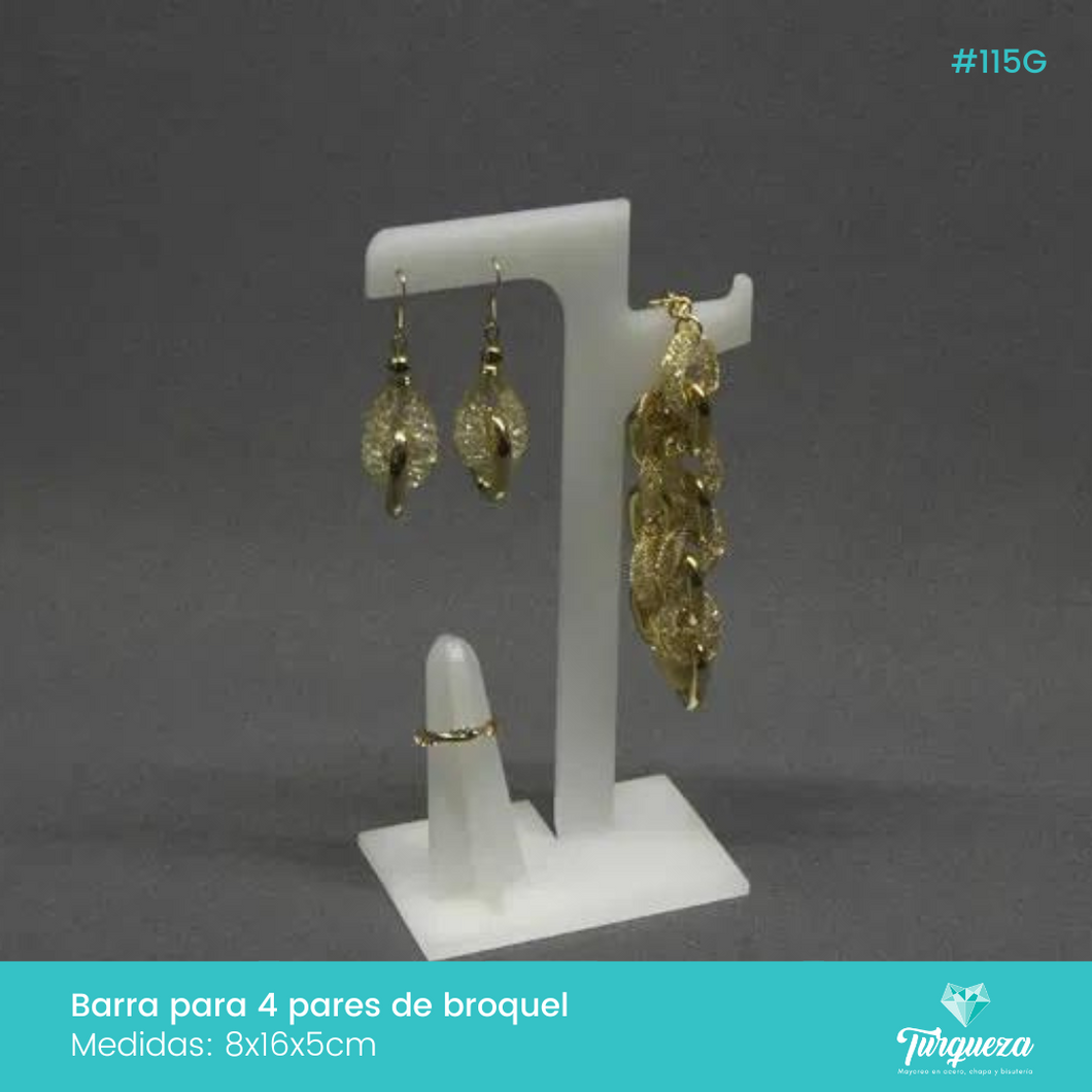 Exhibidor Anillo, Aretes y Pulsera Blanco