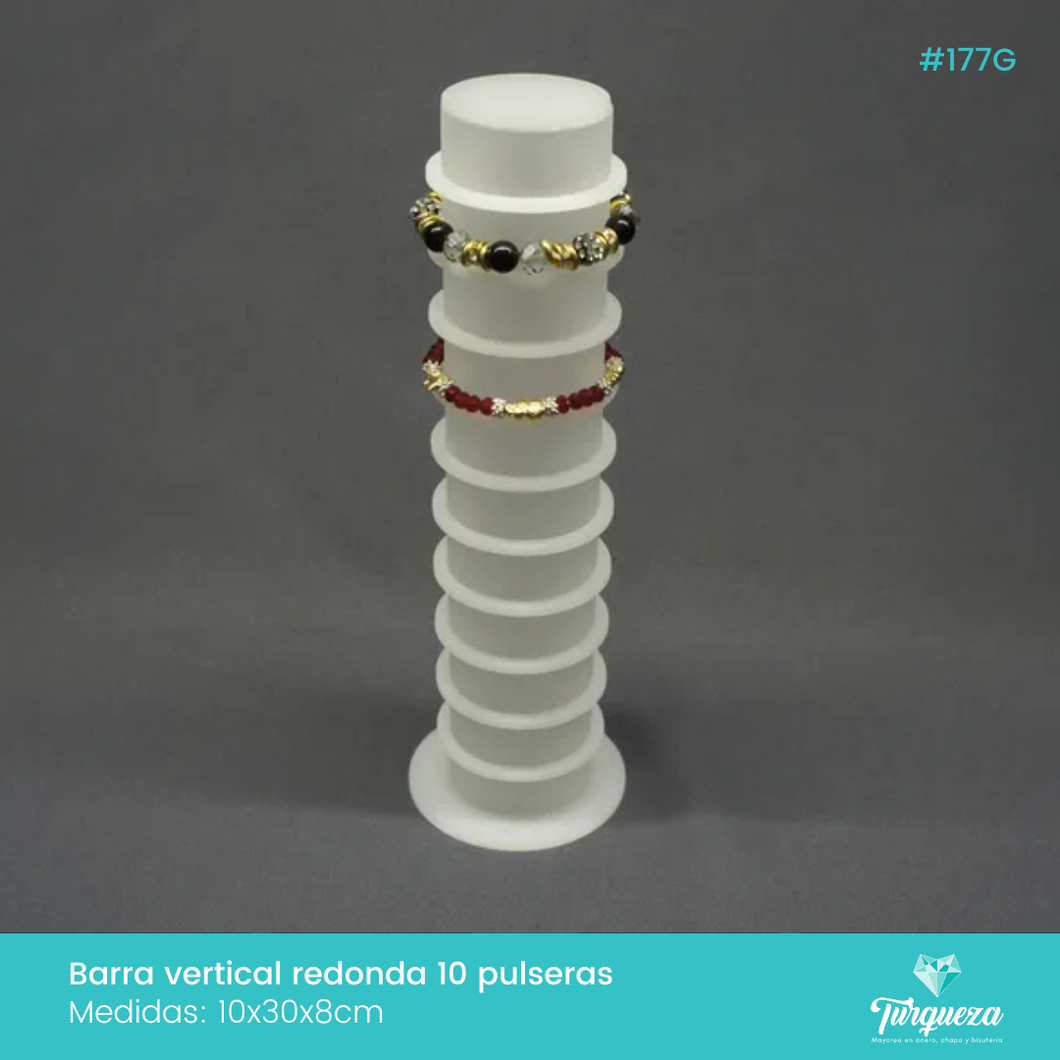 Exhibidor Barra vertical redonda 10 pulseras Blanco