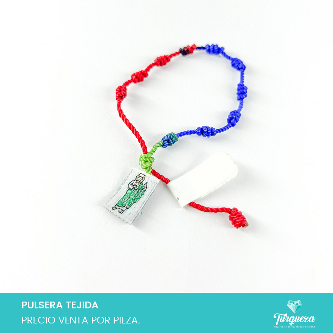 Pulsera Tejida Decenario Multicolor con Escapulario San Judas