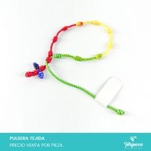 Cargar imagen en el visor de la galería, Pulsera Tejida Decenario Multicolor con Cruz de nudo
