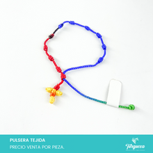 Cargar imagen en el visor de la galería, Pulsera Tejida Decenario Multicolor con Cruz de nudo
