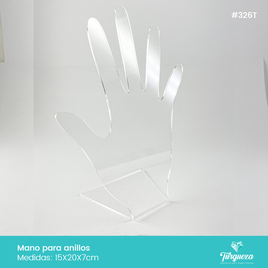 Exhibidor Mano Anillos Transparente