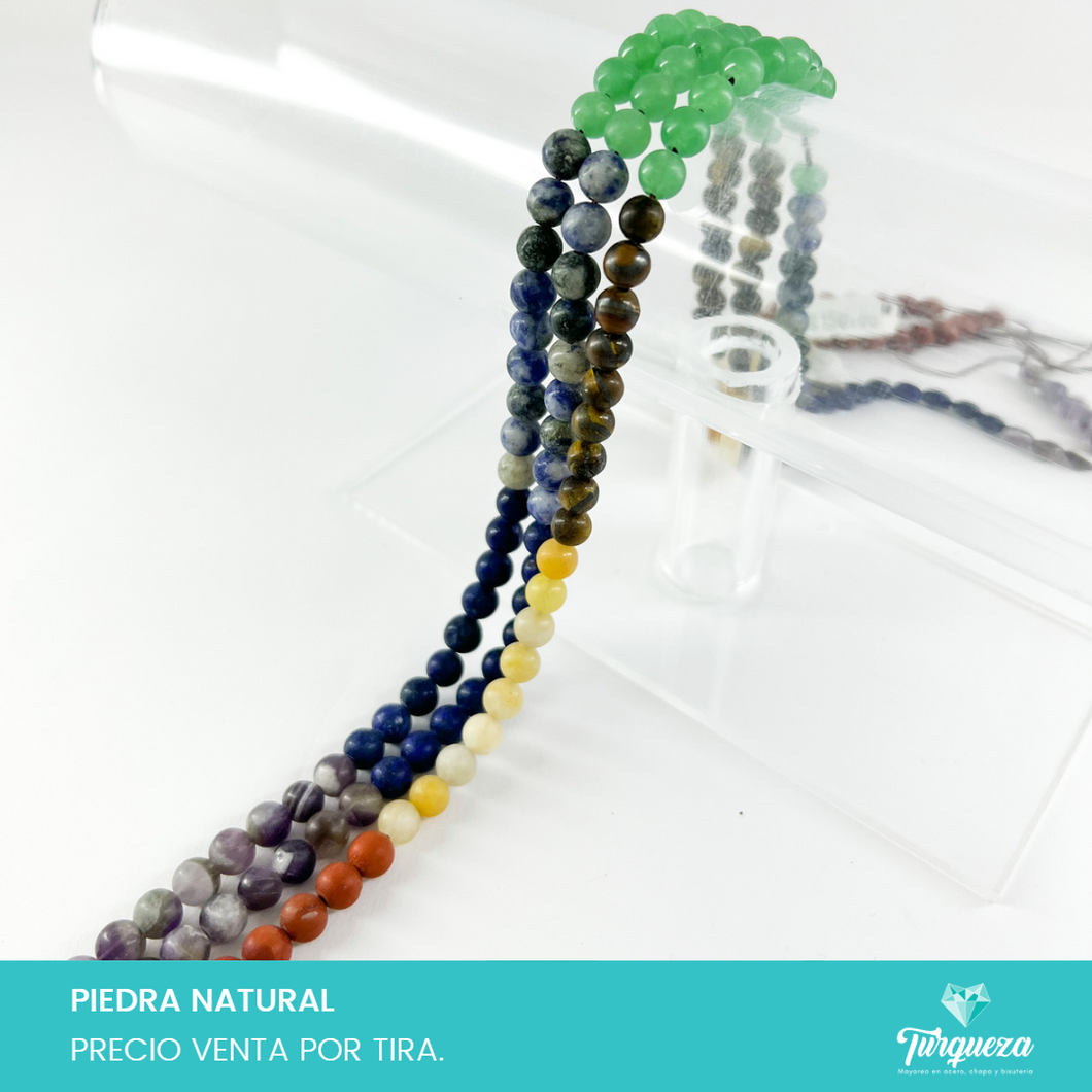 Piedra Natural 7 Chakras A Mate Forma Redonda 6mm