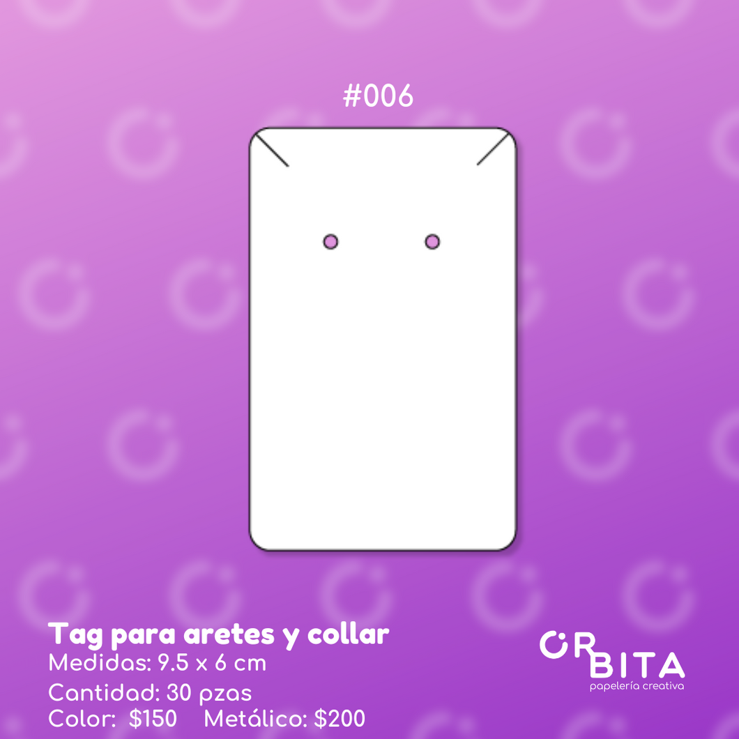 Tag para aretes y collar vertical Personalizado con logotipo #006