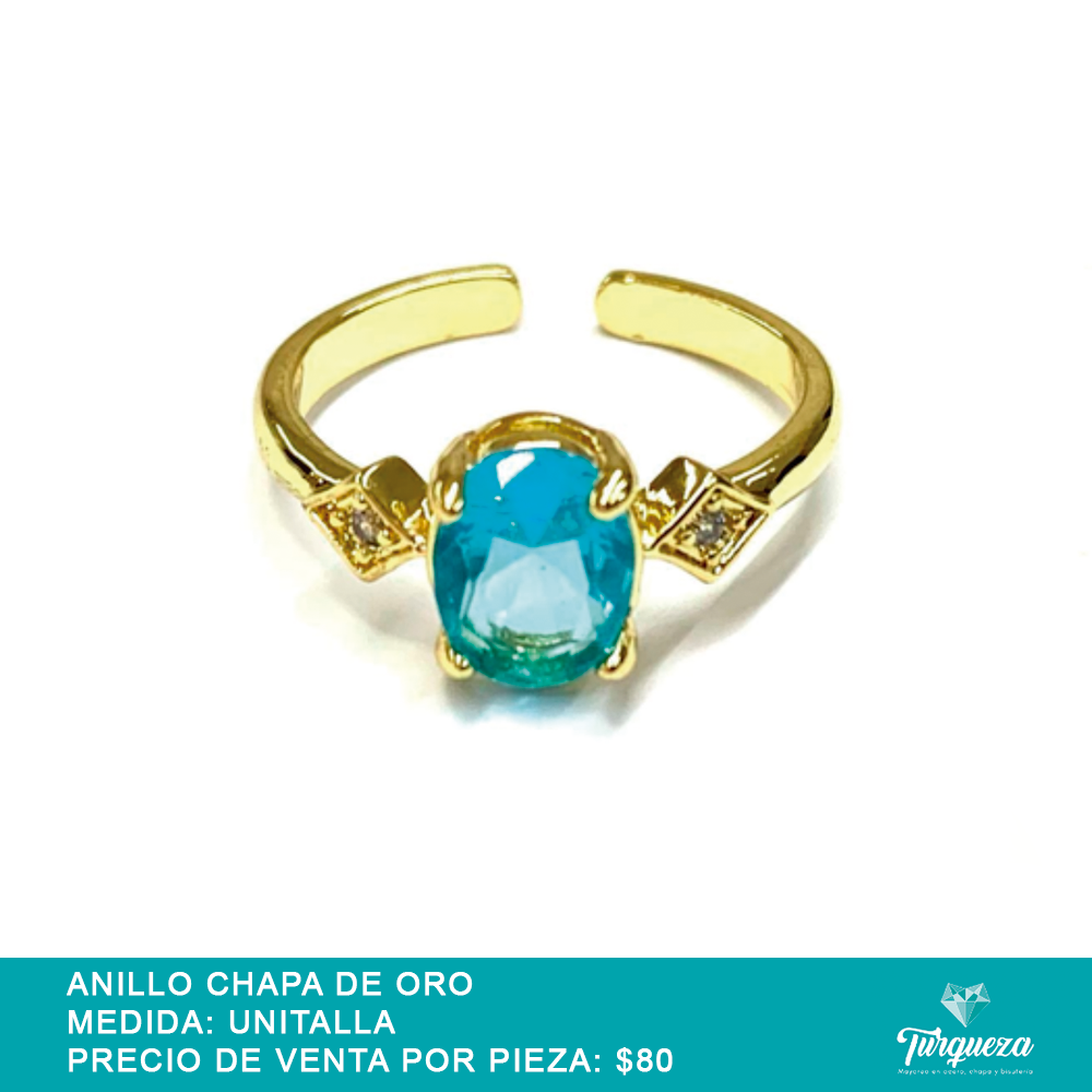 Anillo con Zirconia Azul Chapa de oro