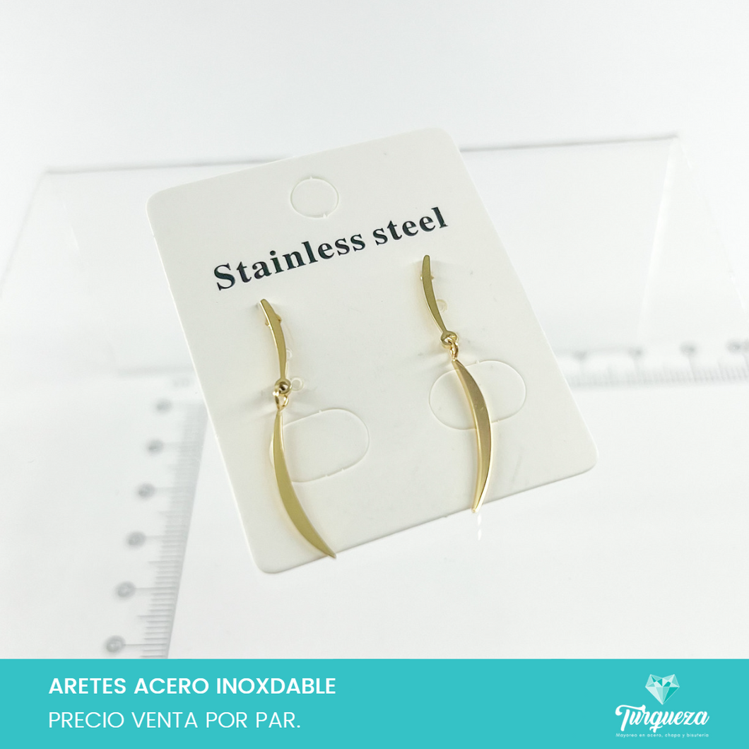 Aretes Lineas Colgantes Dorada Acero Inoxidable