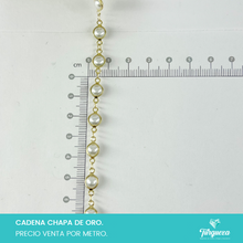 Load image into Gallery viewer, Cadena Perlas con Contorno Conector (Venta por metro) Chapa de oro
