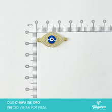 Cargar imagen en el visor de la galería, Dije Conector Zirconia Ojo Turc o 2.7cm Chapa de oro
