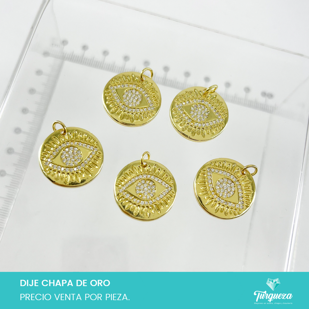 Dije Zirconia Circulo Ojo Chapa de oro