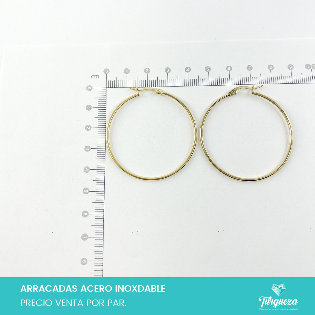 Arracadas Clásicas 4cm Dorada Acero Inoxidable