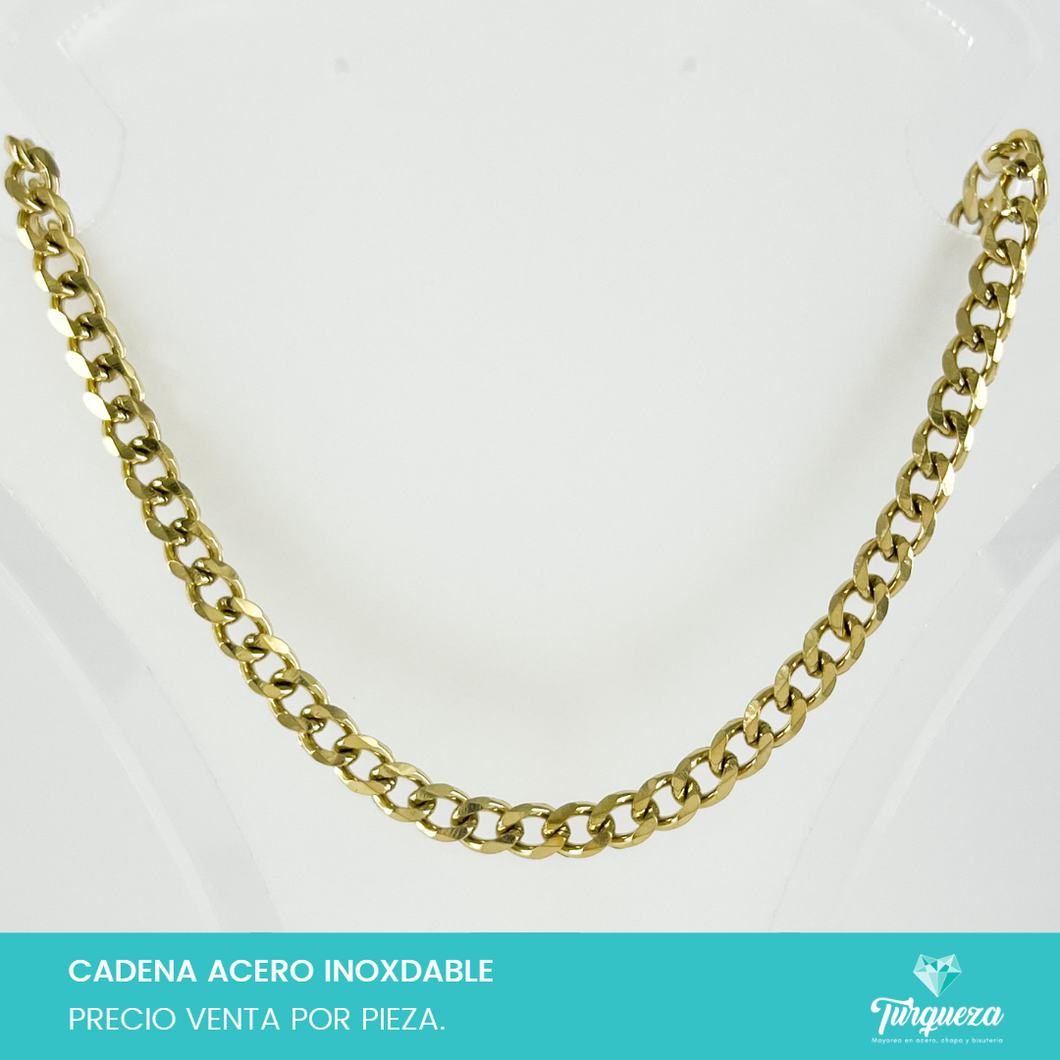 Cadena Choker Cubana Dorada (43cm-6mm) Acero Inoxidable