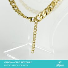 Cargar imagen en el visor de la galería, Cadena Choker Cubana Dorada (43cm-9mm) Acero Inoxidable
