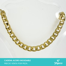 Cargar imagen en el visor de la galería, Cadena Choker Cubana Dorada (43cm-9mm) Acero Inoxidable
