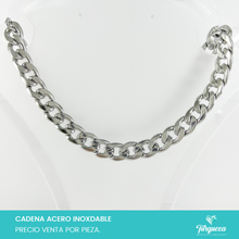 Cargar imagen en el visor de la galería, Cadena Choker Cubana Plateada (43cm-9mm) Acero Inoxidable
