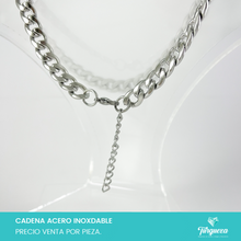 Cargar imagen en el visor de la galería, Cadena Choker Cubana Plateada (43cm-9mm) Acero Inoxidable
