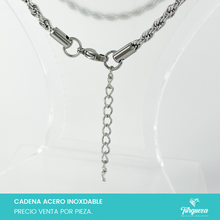 Cargar imagen en el visor de la galería, Cadena Choker Torsal Plateada (43cm-3mm) Acero Inoxidable
