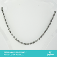 Cargar imagen en el visor de la galería, Cadena Choker Torsal Plateada (43cm-3mm) Acero Inoxidable
