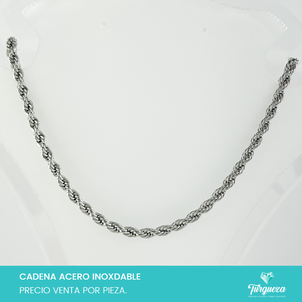 Cadena Choker Torsal Plateada (43cm-3mm) Acero Inoxidable