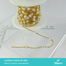 Cargar imagen en el visor de la galería, Cadena de Bolitas con Perlas Separadas (Venta por metro) Chapa de oro
