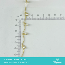 Load image into Gallery viewer, Cadena Perlas Colgantes Separadas de Tubo (Venta por metro) Chapa de oro
