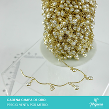 Load image into Gallery viewer, Cadena Perlas Colgantes Separadas de Tubo (Venta por metro) Chapa de oro
