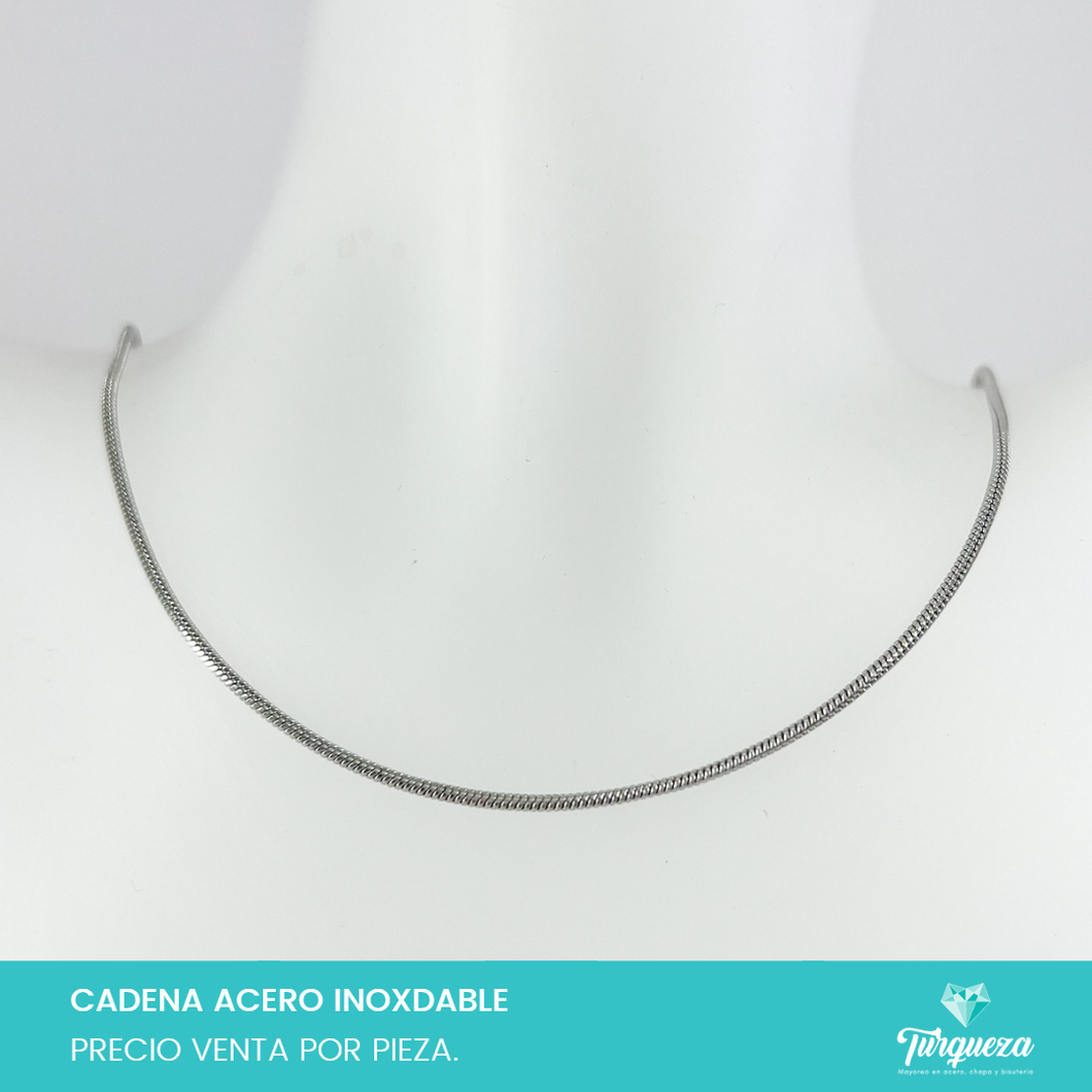 Cadena Tubular Plateada (45cm-1.5mm) Acero Inoxidable