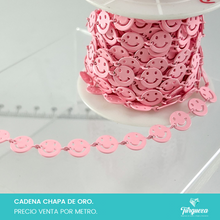 Load image into Gallery viewer, Cadena Carita Feliz Rosa (Venta por metro) Chapa de oro
