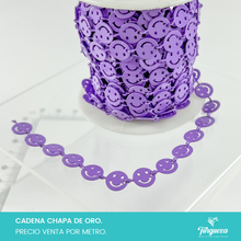 Load image into Gallery viewer, Cadena Carita Feliz Morada (Venta por metro) Chapa de oro
