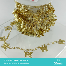 Load image into Gallery viewer, Cadena Mariposas Colgando (Venta por metro) Chapa de oro
