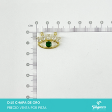 Load image into Gallery viewer, Dije Conector Zirconia Ojo Pestaña Superior Chapa de oro
