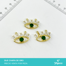 Load image into Gallery viewer, Dije Conector Zirconia Ojo Pestaña Superior Chapa de oro
