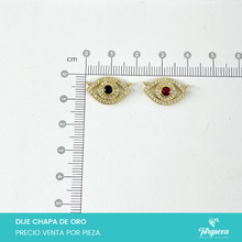 Load image into Gallery viewer, Dije Conector Zirconia Ojo Contorno Chapa de oro
