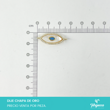 Cargar imagen en el visor de la galería, Dije Perla Zirconia Forma de Ojo Azul Chapa de oro
