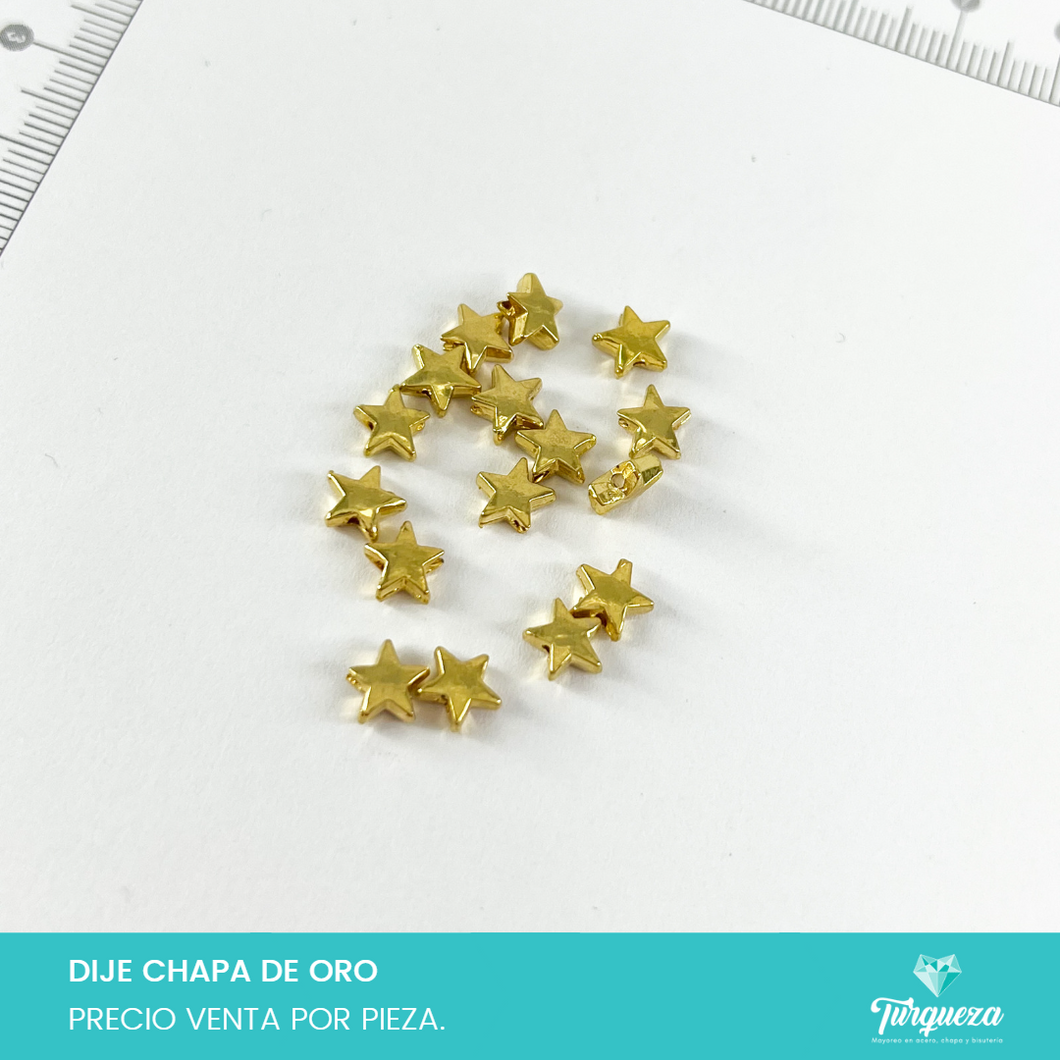 Dije Trasversal Estrella 6mm Chapa de oro