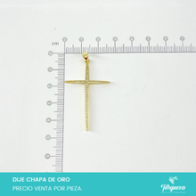 Load image into Gallery viewer, Dije Zirconia Cruz Delgada Chapa de oro
